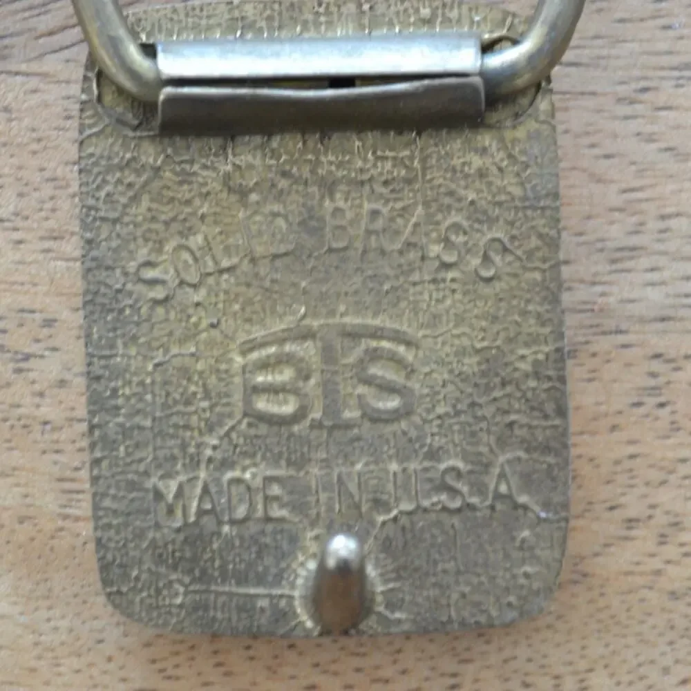 Vintage Basic Tool Supply BTS Brass Belt Buckle Seashell